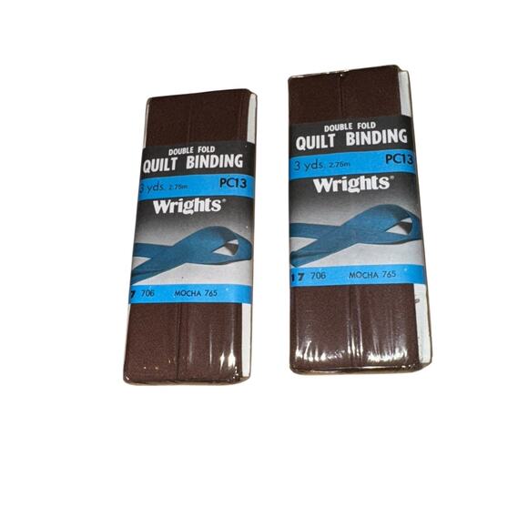 Wrights PC13 Mocha Double Fold Quilt Binding 3yds 50/50 Blend Set of 4 USA - Picture 3 of 5